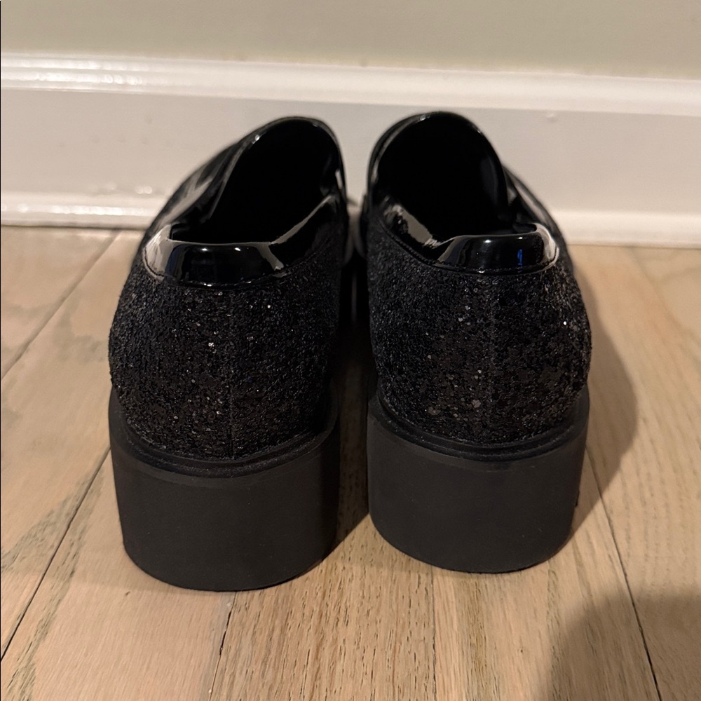 NWOT Franco Sarto Shiny Sparkly Black Loafers Size 8.5 - Picture 4 of 4